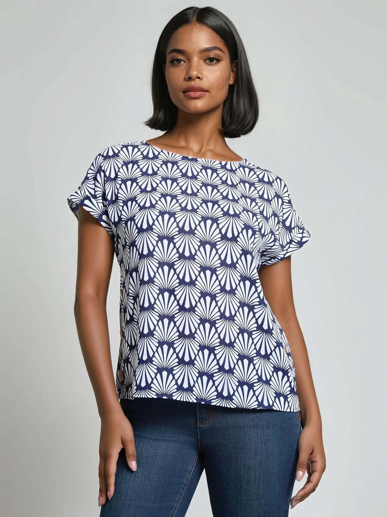 Petite Button Detail Blouse, Crepe de Chine