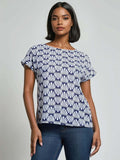 Button Detail Blouse, Crepe de Chine