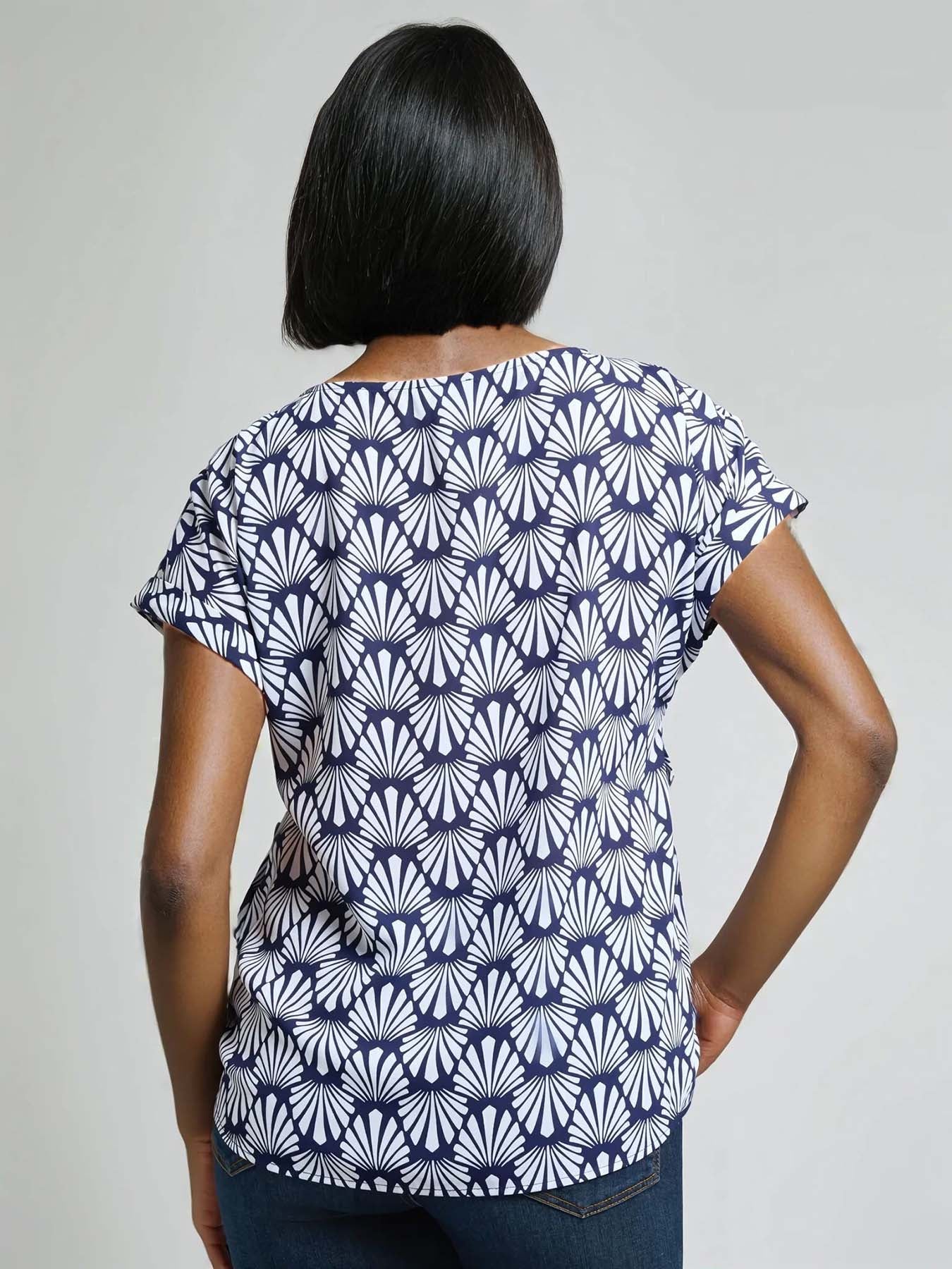 Button Detail Blouse, Crepe de Chine