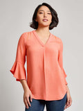Flutter Sleeve Blouse, Textured Crepe