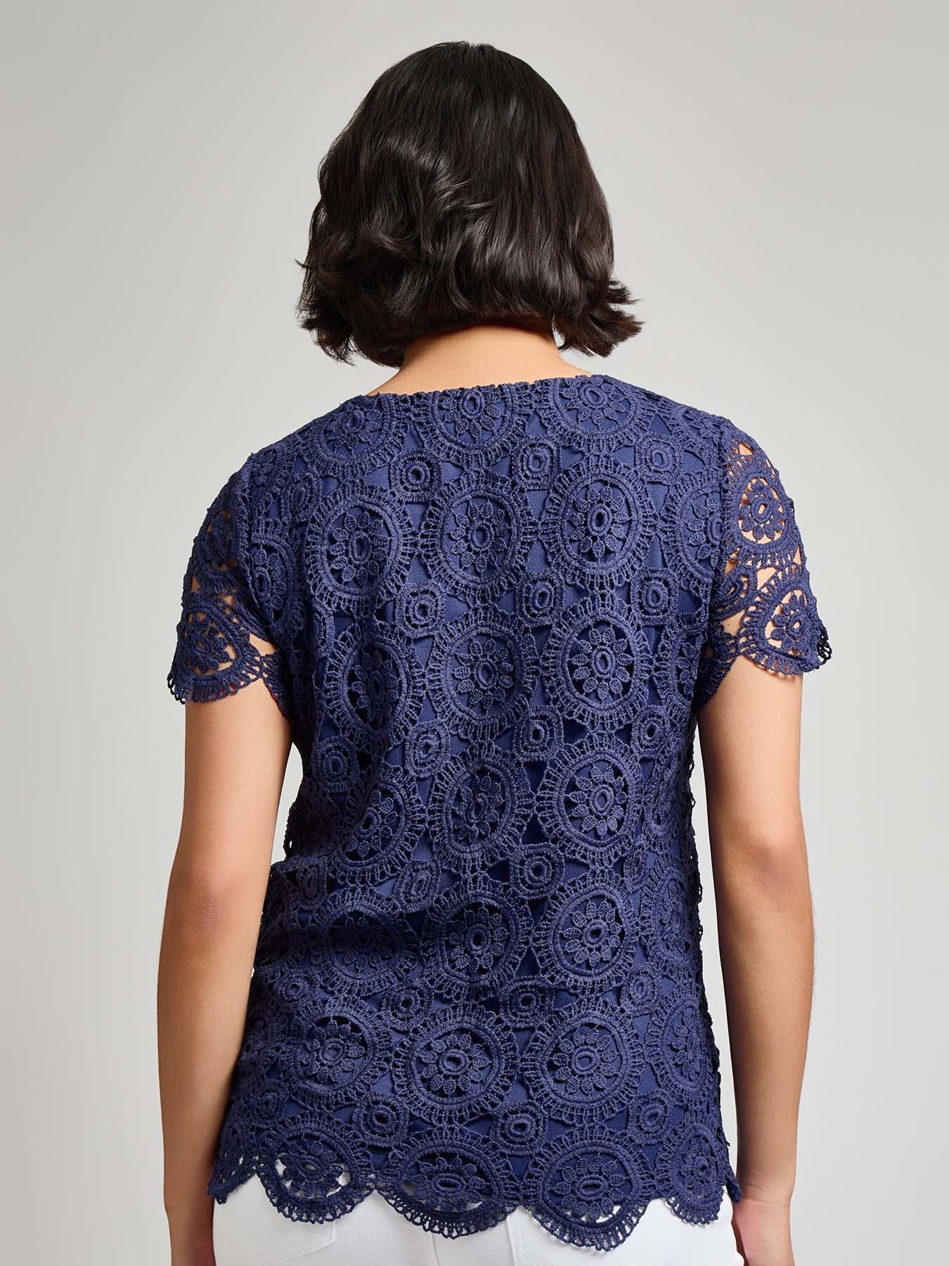 Petite Short Sleeve Lace Top