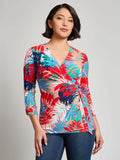 Faux Wrap Floral Top, Stretch Jersey
