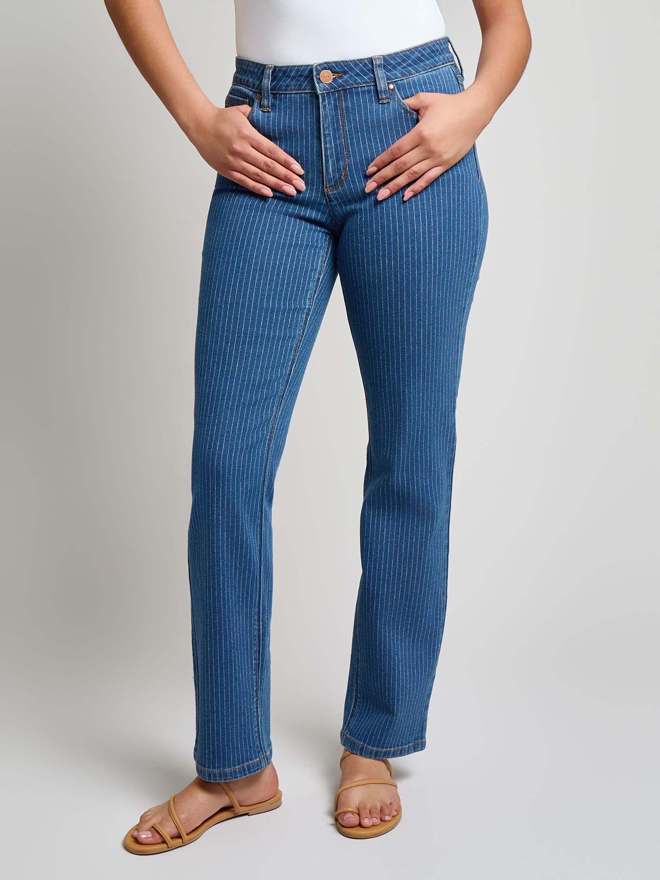 Lexington Straight Leg Jeans, Indigo Pinstripe