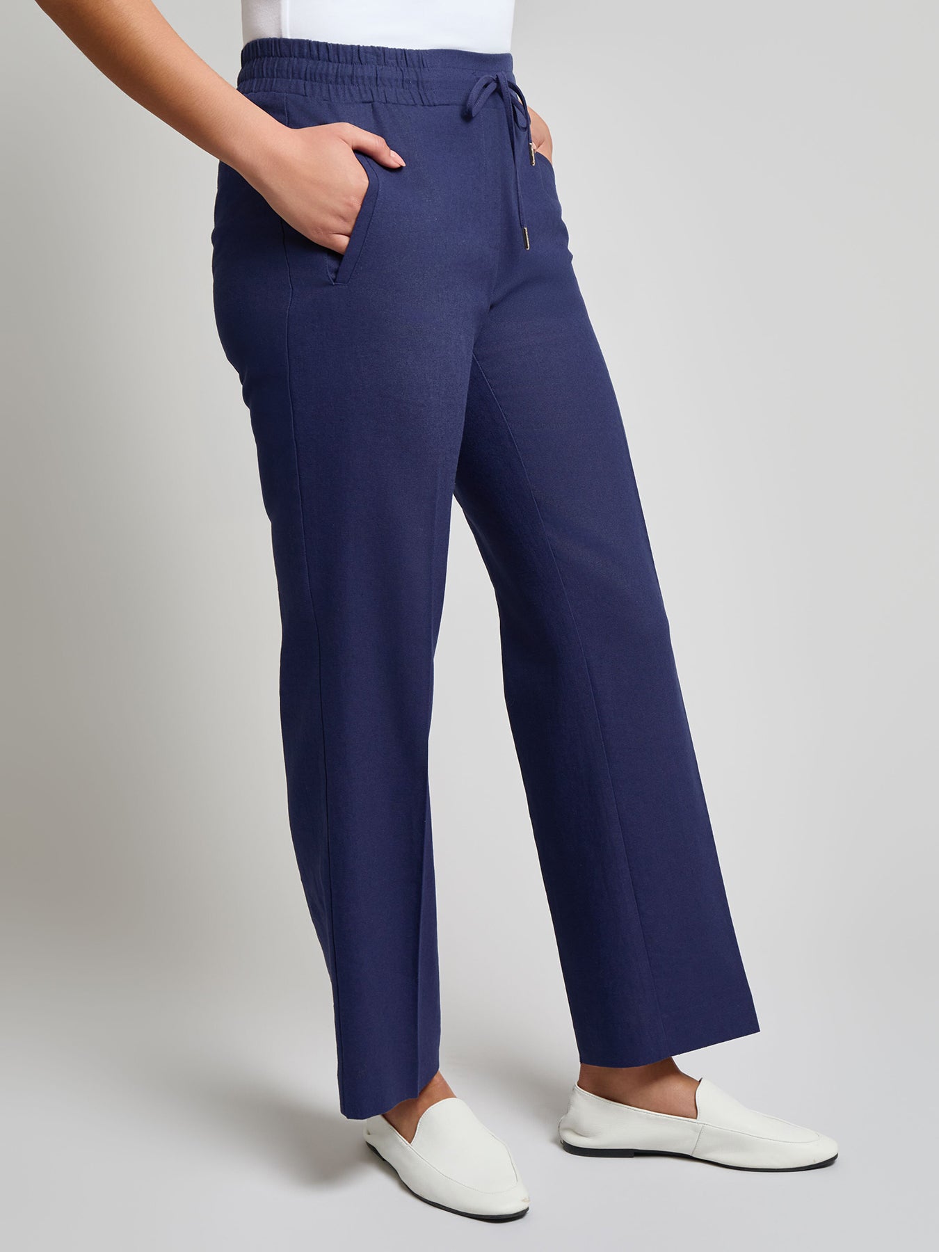 Plus Pull-On Drawstring Pant, Linen Blend