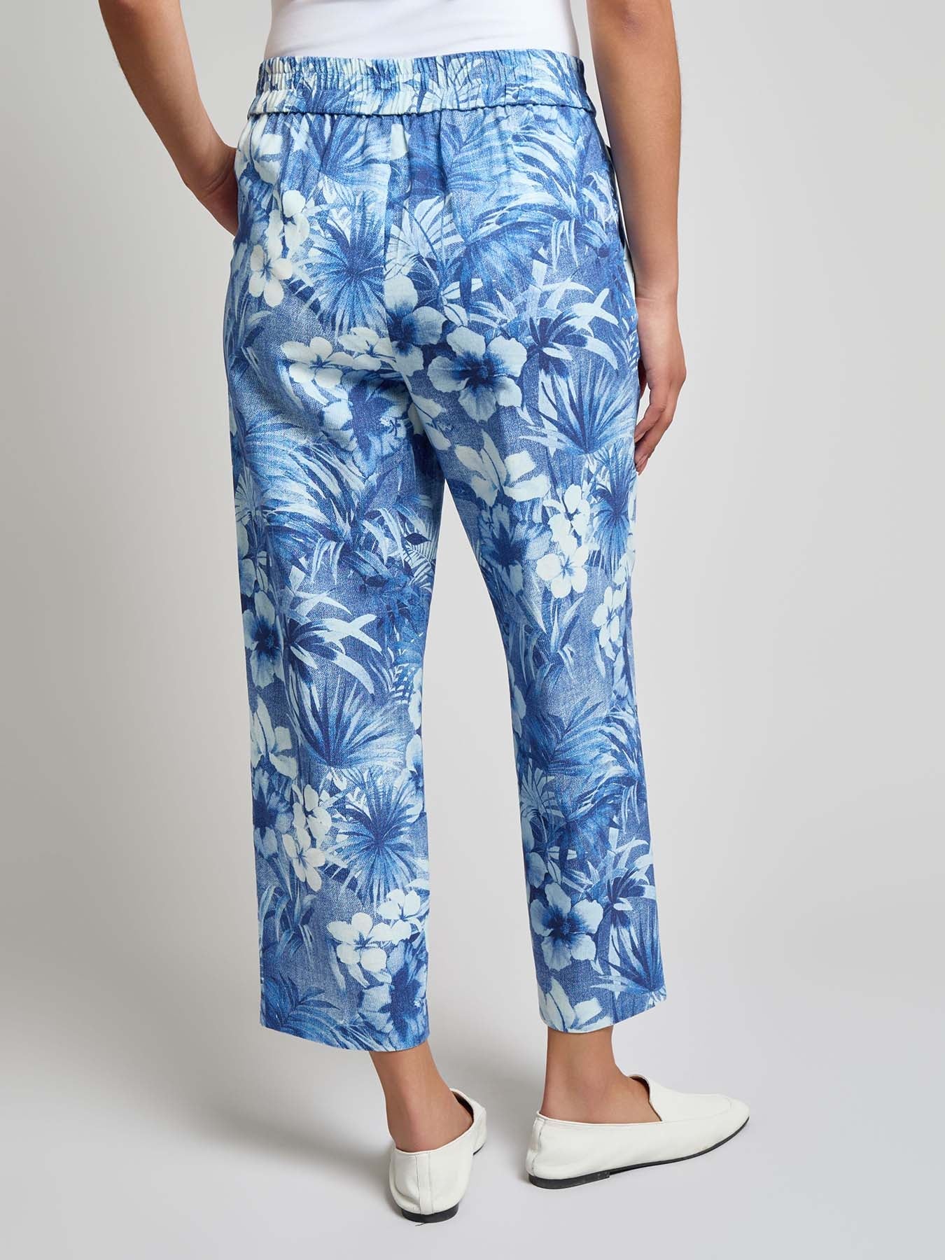 Pull-On Cropped Pant, Linen Blend