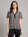 Flutter Sleeve Split Neck Top