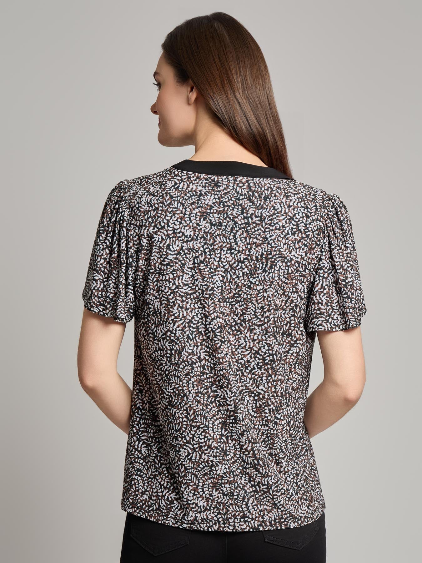 Flutter Sleeve Split Neck Top
