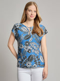 Drop Shoulder Keyhole Neckline Top