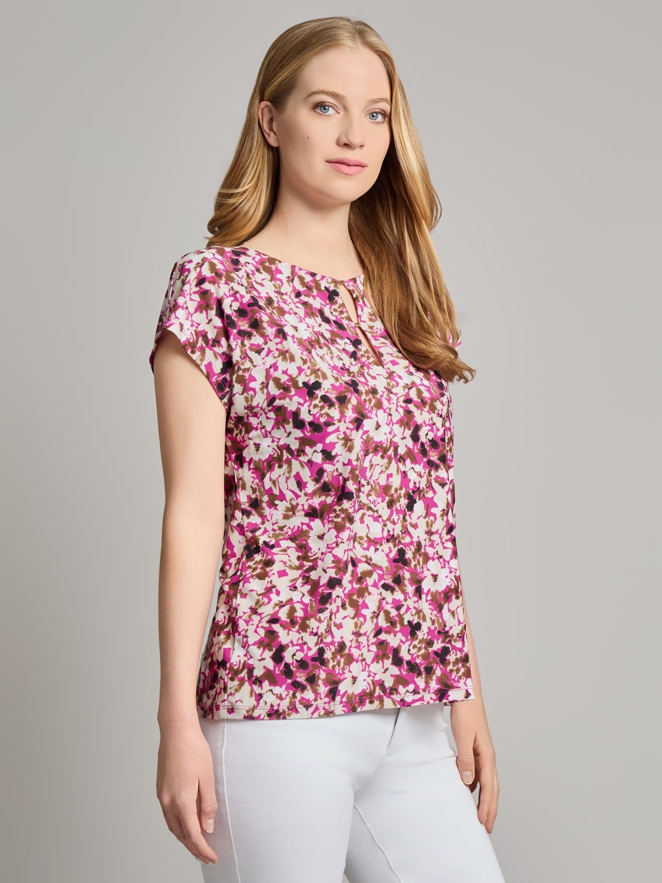Drop Shoulder Keyhole Neckline Top
