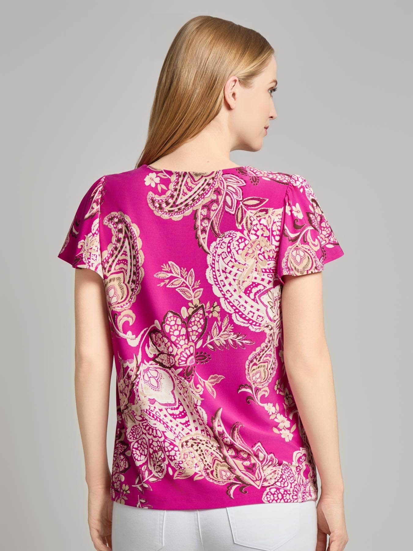 Flutter Sleeve Keyhole Neckline Top