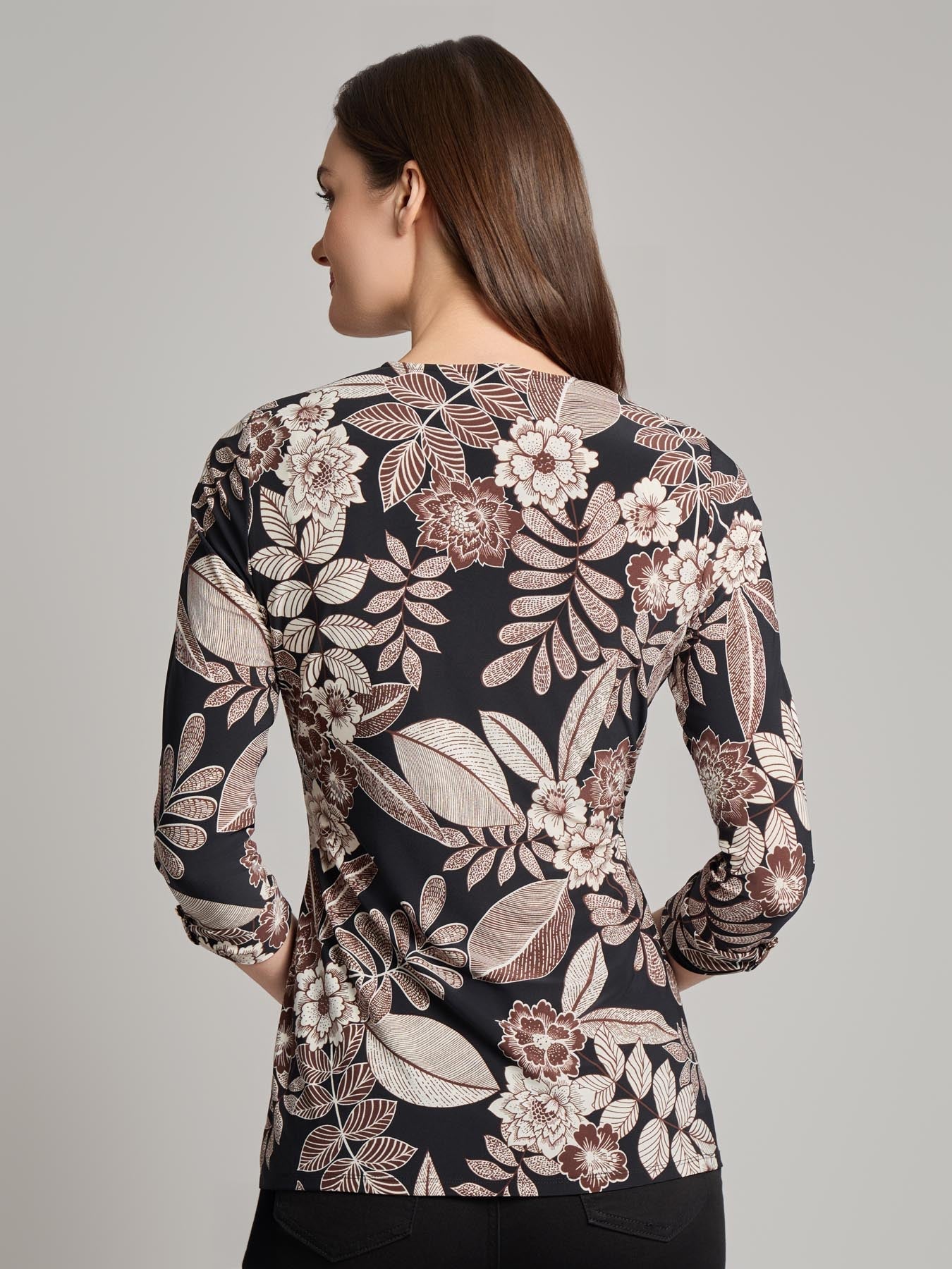 Faux Wrap Floral Top, Stretch Jersey