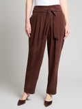 Petite Belted Paperbag Waist Straight Leg Pant