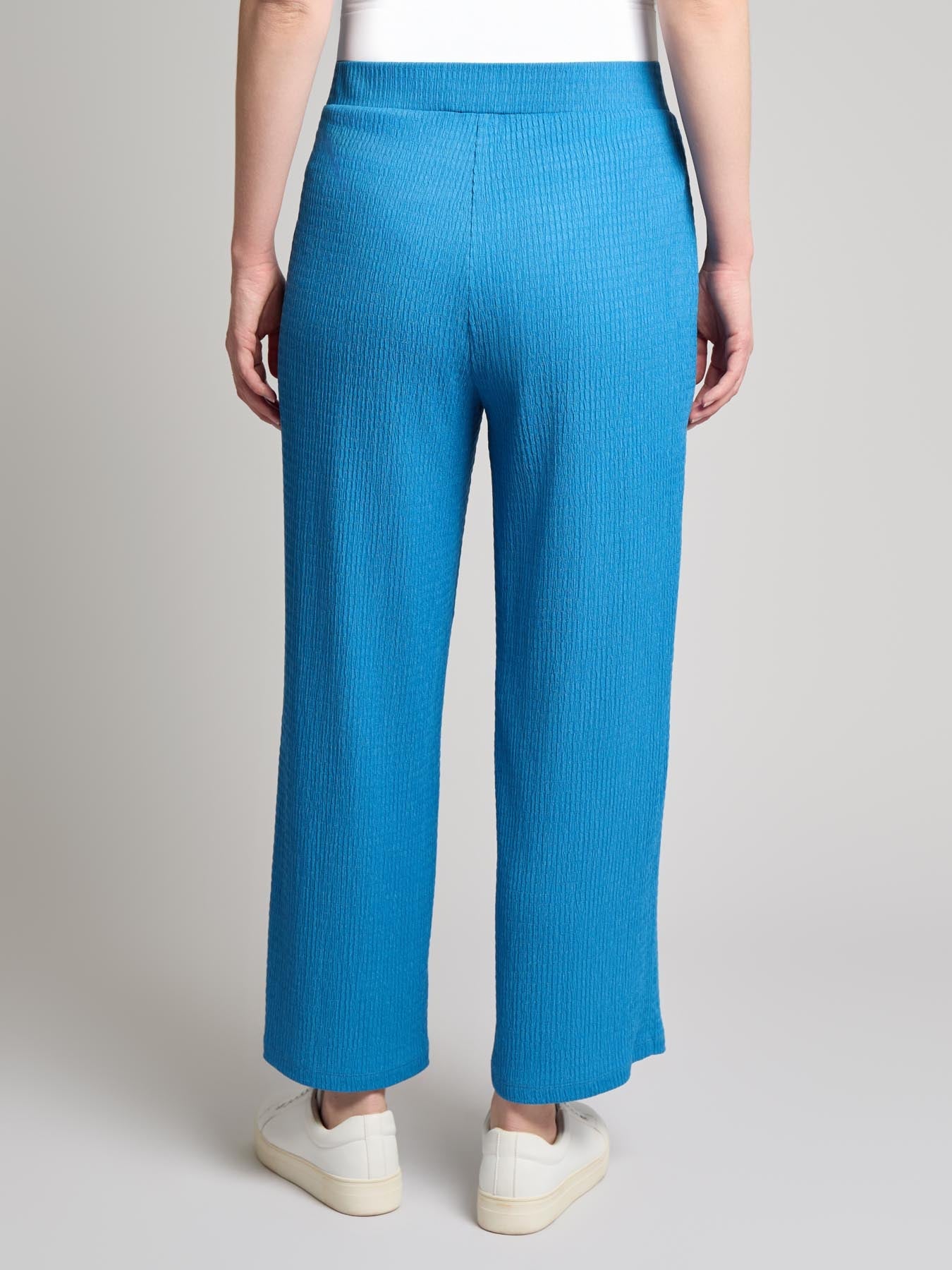 Petite Pull-On Textured Wide Leg Cropped Pant