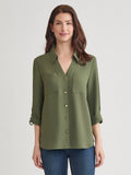 Y-Neck Button Front Tunic, Jasper Crepe