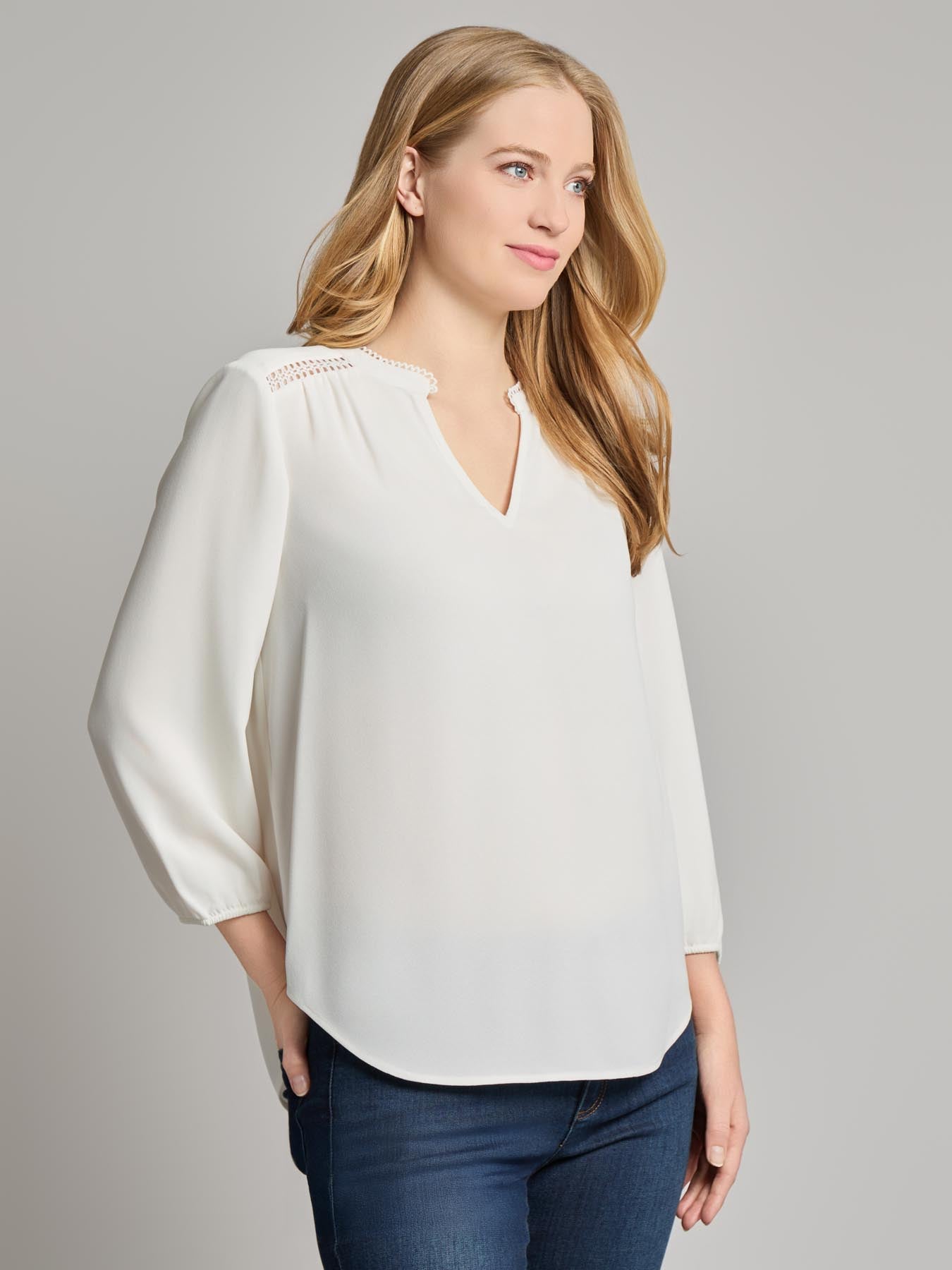 V-Neck Shoulder Trim Blouse