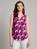 Plus Sleeveless V-Neck Pleat Front Blouse