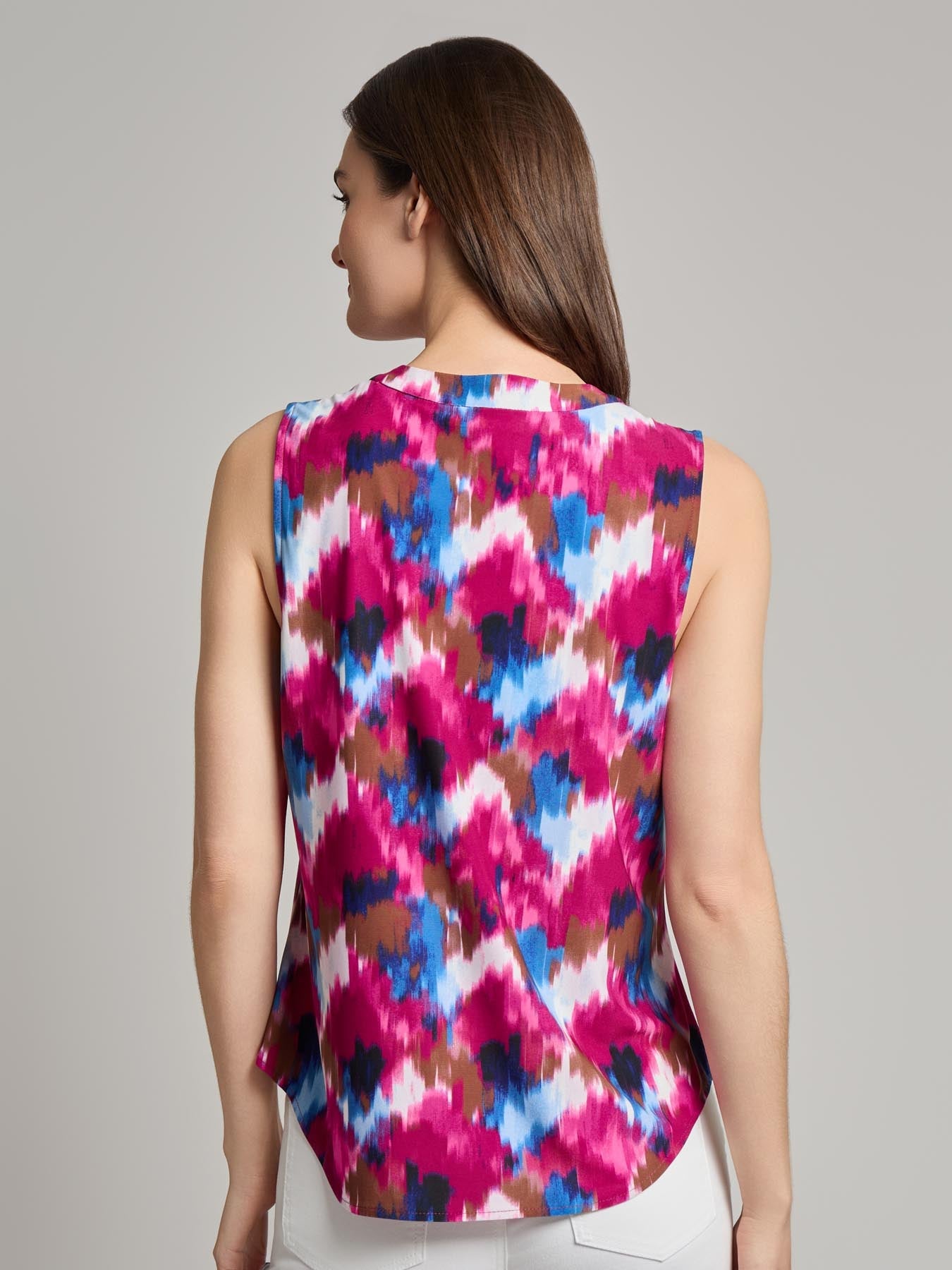 Plus Sleeveless V-Neck Pleat Front Blouse