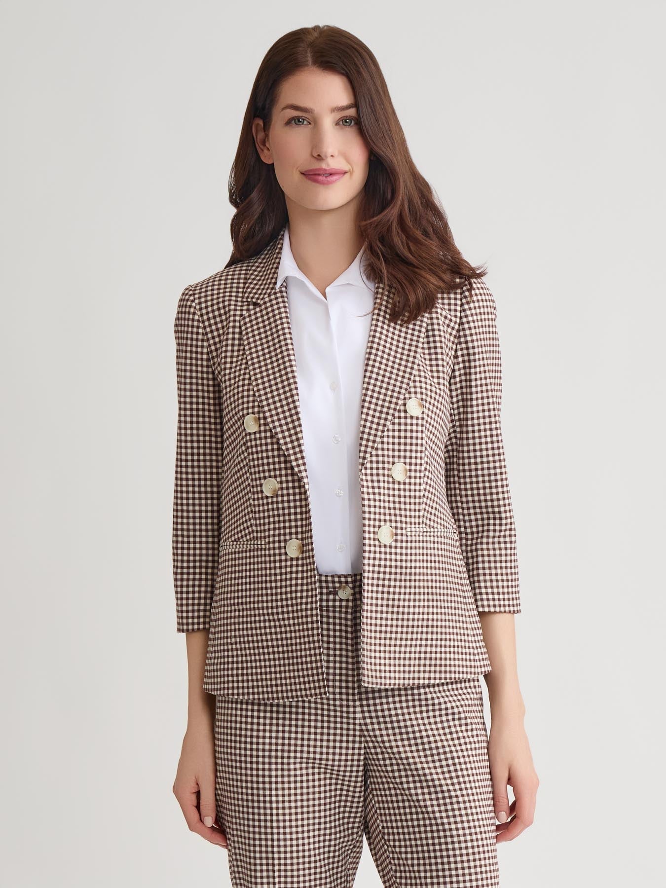 Faux Double Breasted Jacket, Stretch Tweed