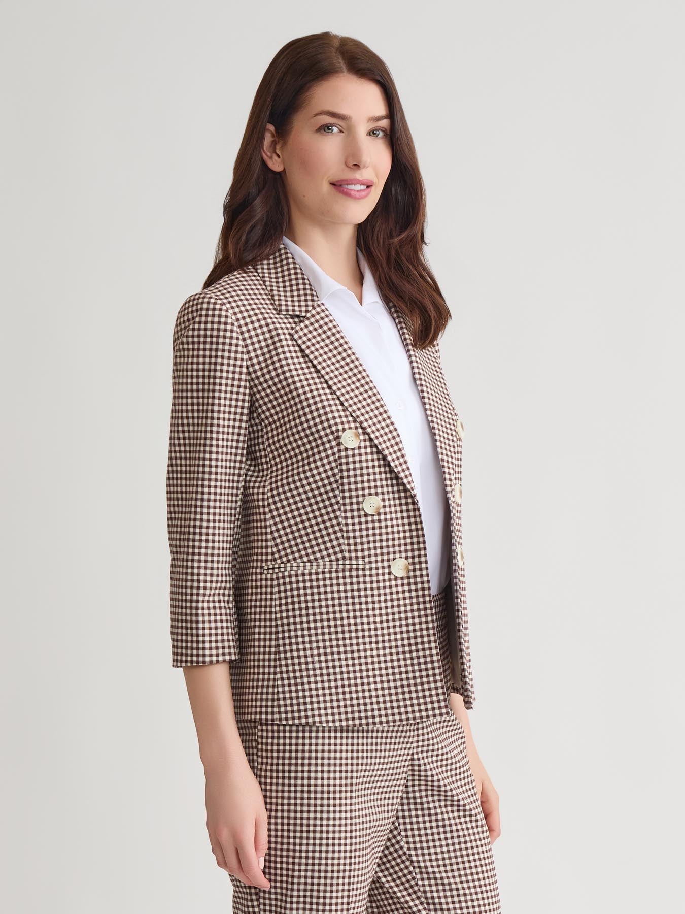 Faux Double Breasted Jacket, Stretch Tweed