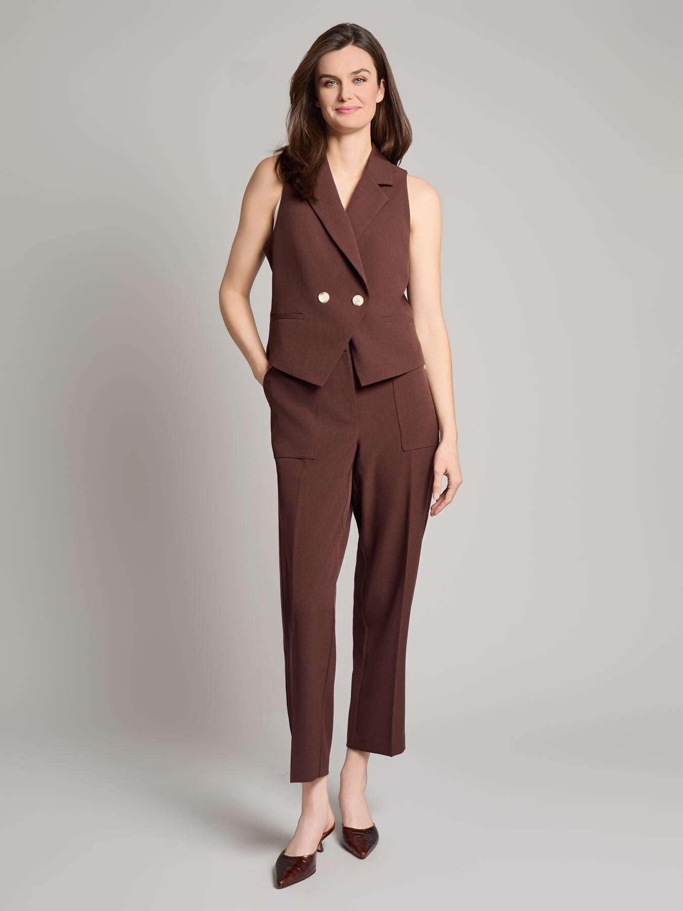 Double Breasted Vest, Stretch Crepe