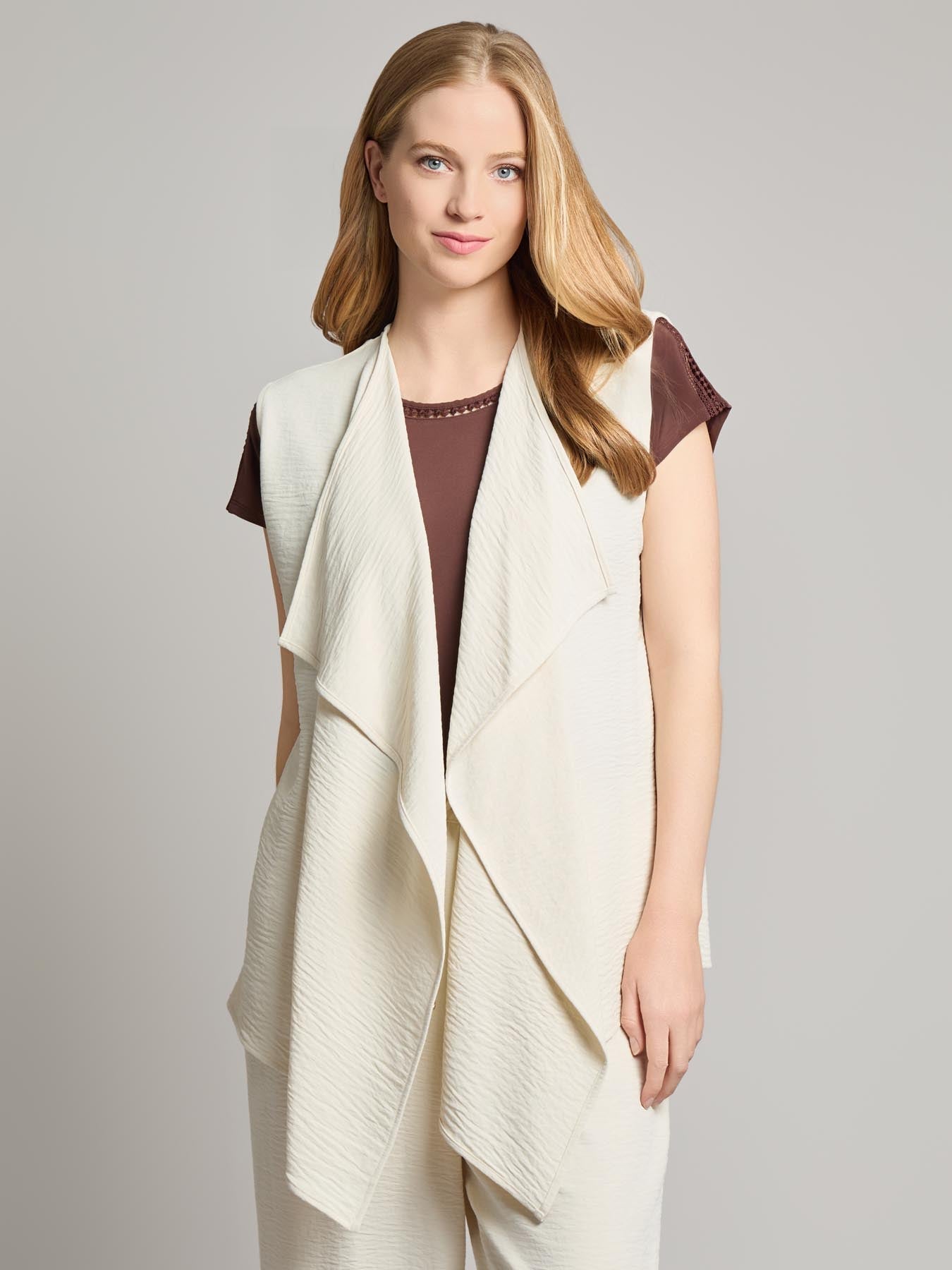 Plus Cascade Vest, Textured Crepe