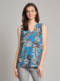 Sleeveless V-Neck Pleat Front Blouse
