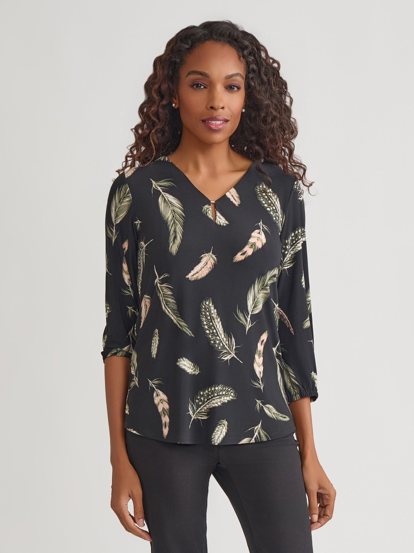 Printed Keyhole Blouse