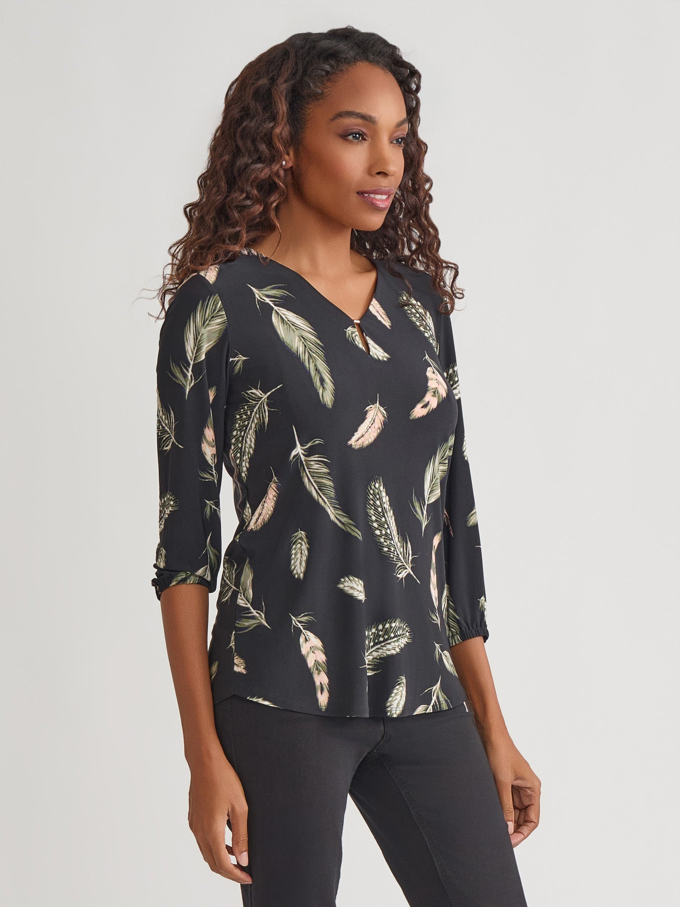 Printed Keyhole Blouse