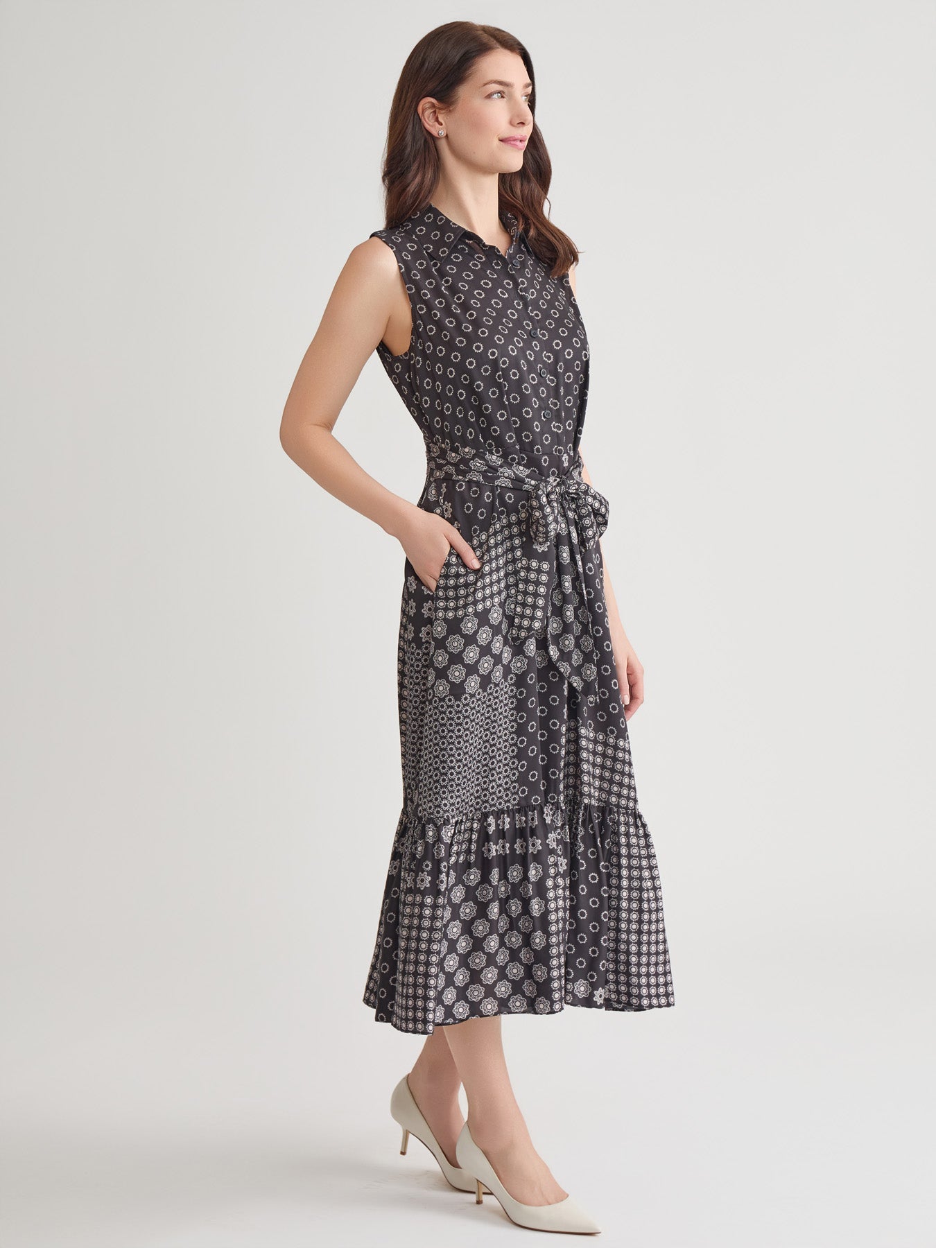 Sleeveless Midi Shirt Dress