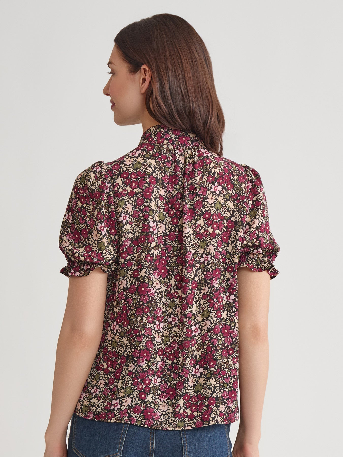 Puff Sleeve Tie Neck Shirt