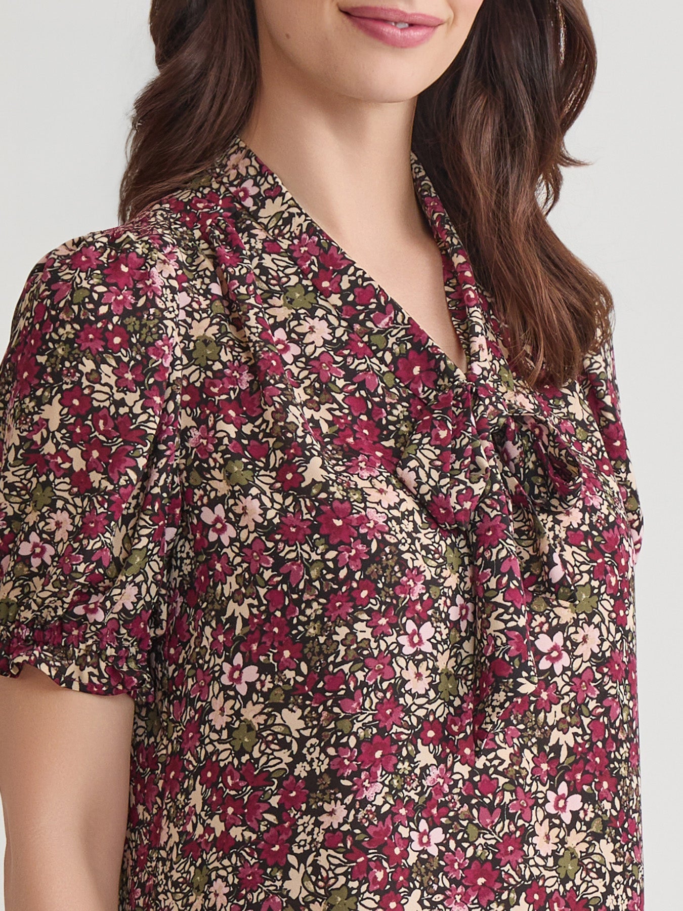 Puff Sleeve Tie Neck Shirt