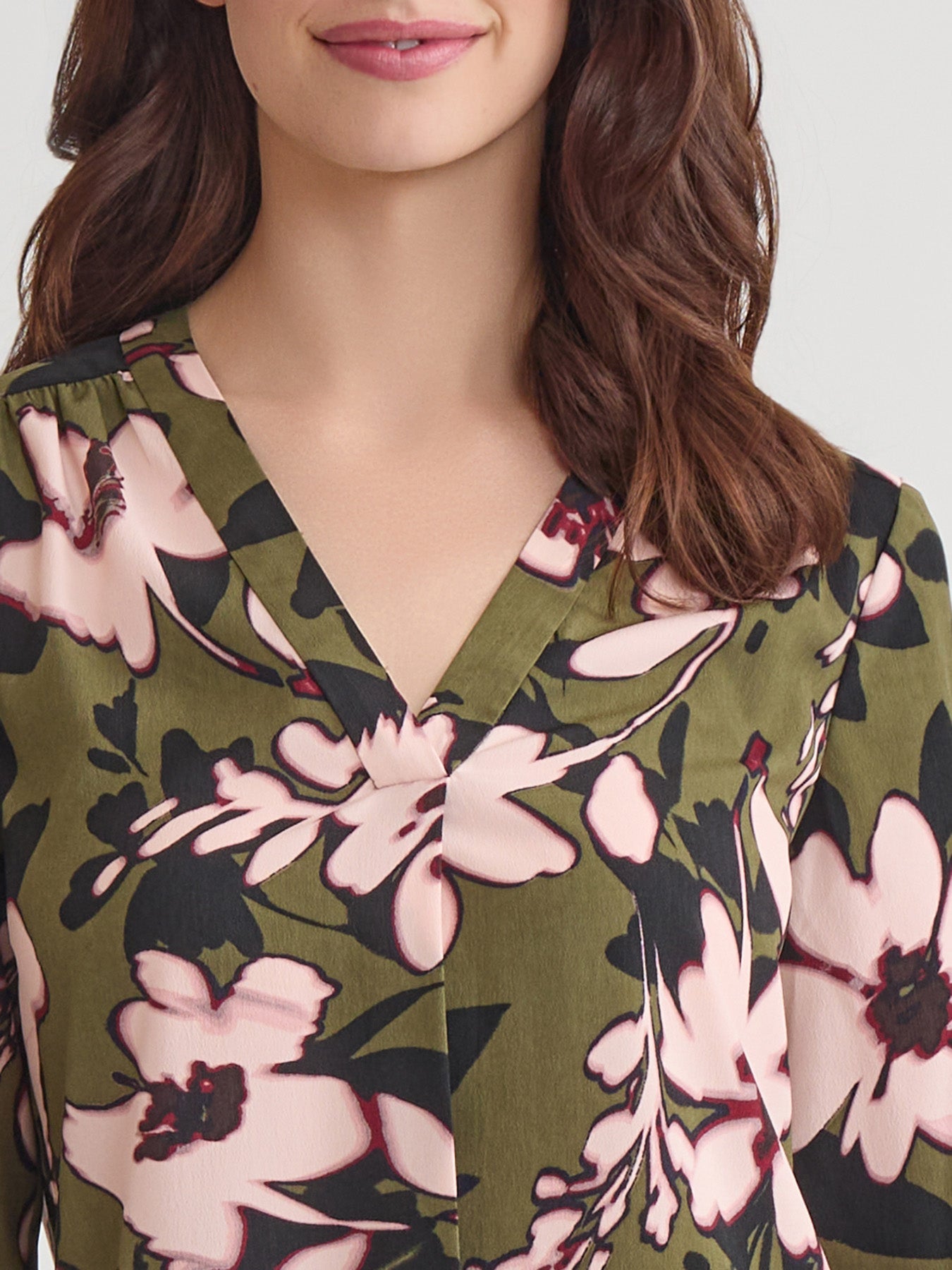 Plus V-Neck Pleated Kelly Blouse