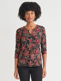 Petite Keyhole Neck Floral Pullover Top