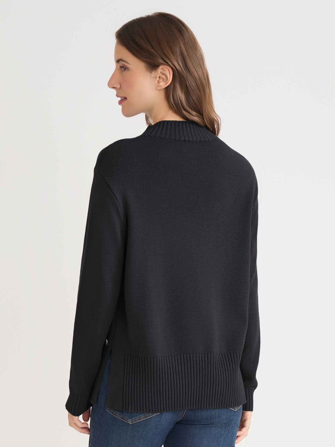 Side Button Sweater Mock Neck Sweater