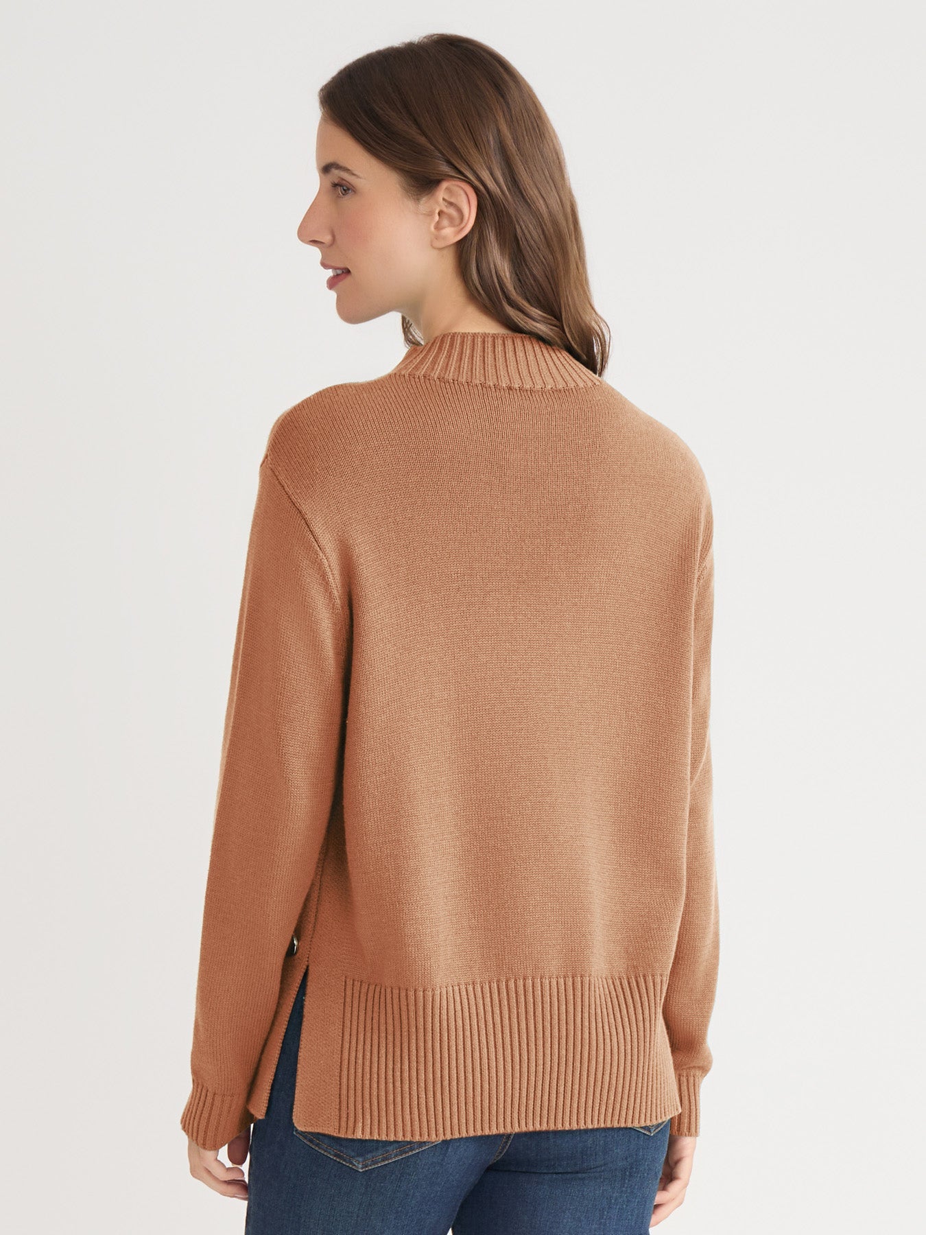 Side Button Sweater Mock Neck Sweater