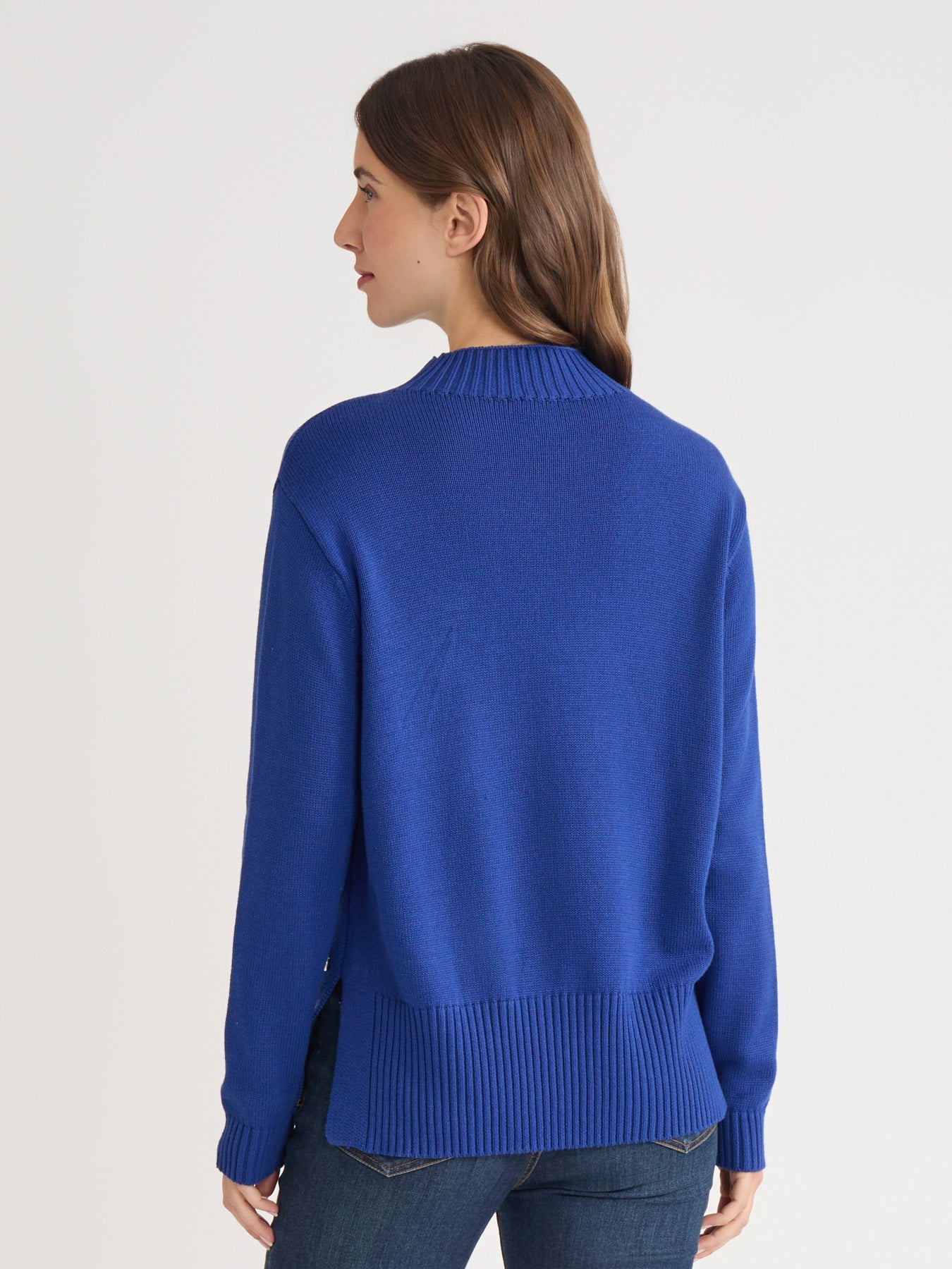 Side Button Sweater Mock Neck Sweater