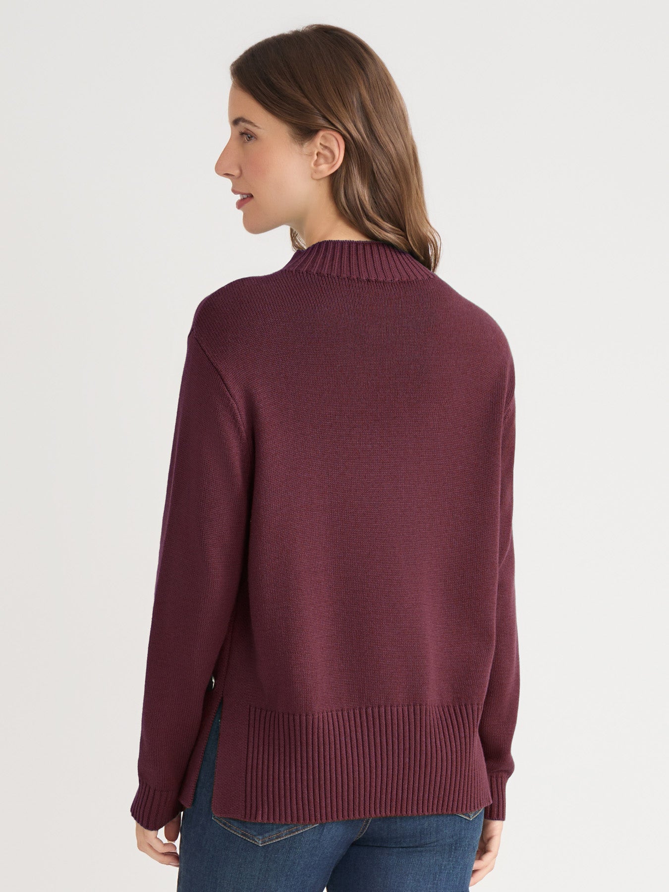 Side Button Sweater Mock Neck Sweater