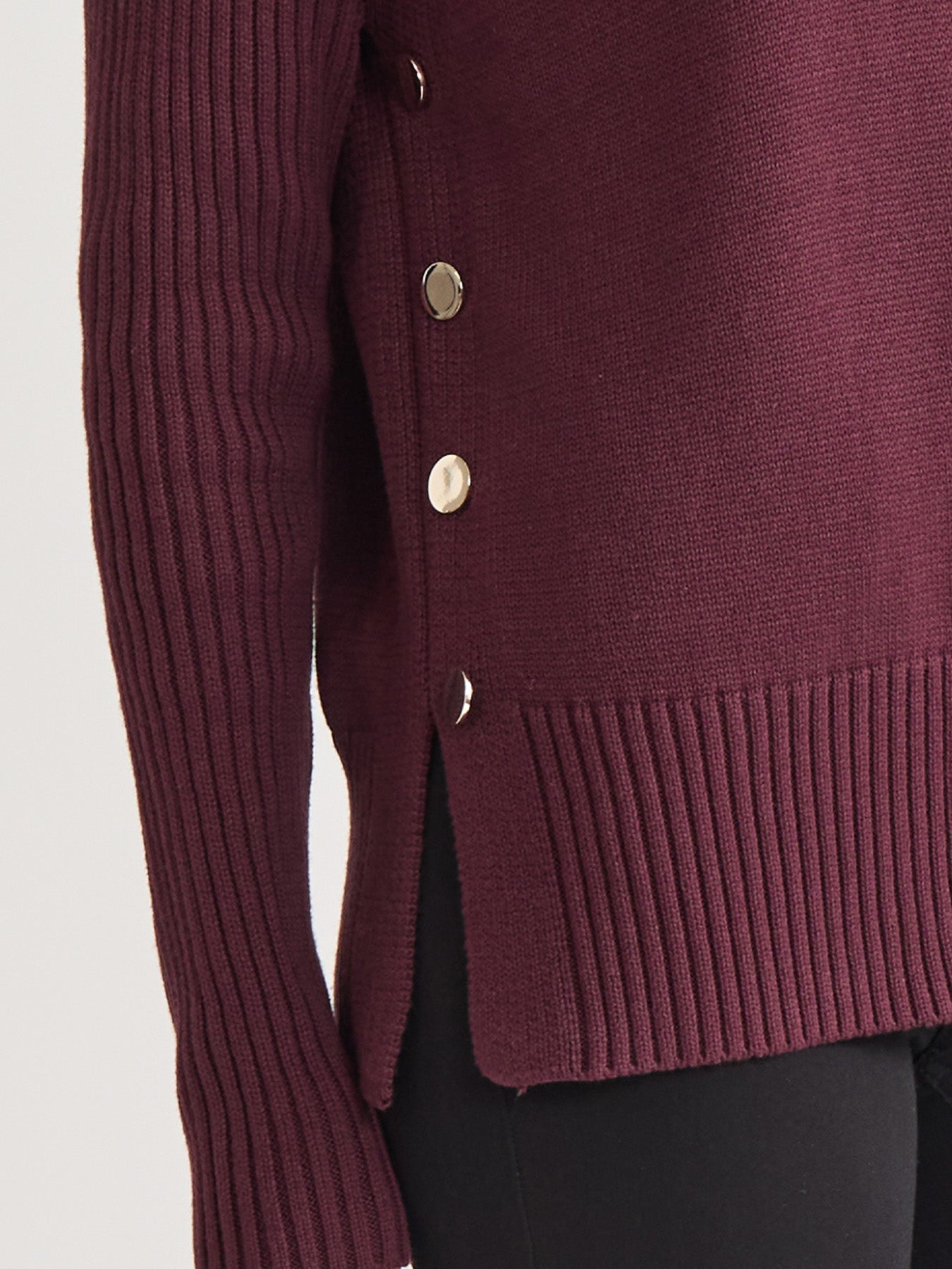Side Button Sweater Mock Neck Sweater