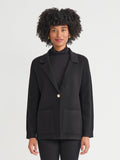 Petite Notch Collar Cable Knit Sleeve Blazer