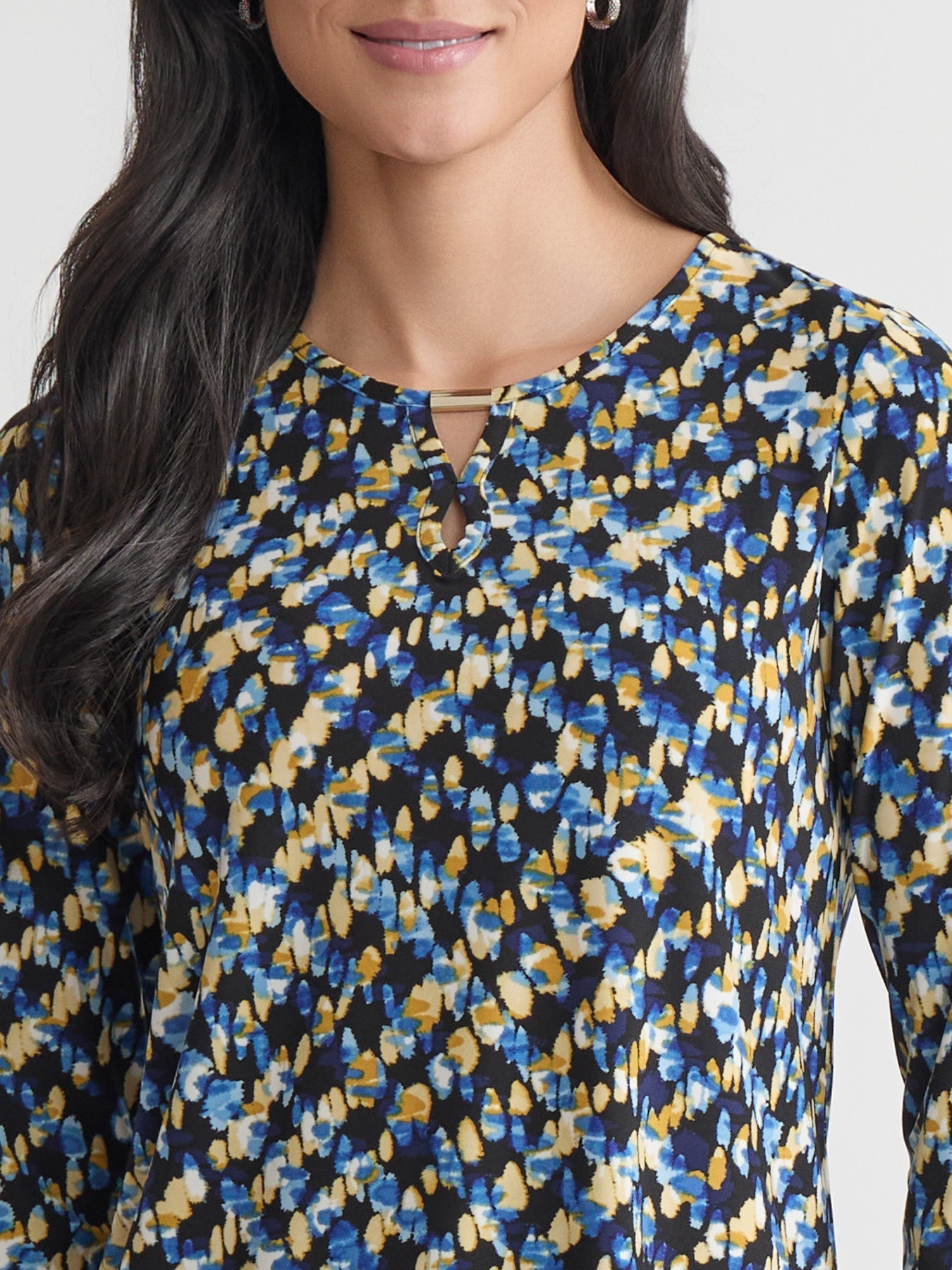 Petite Keyhole Noodle Top, Printed Everyday Knit