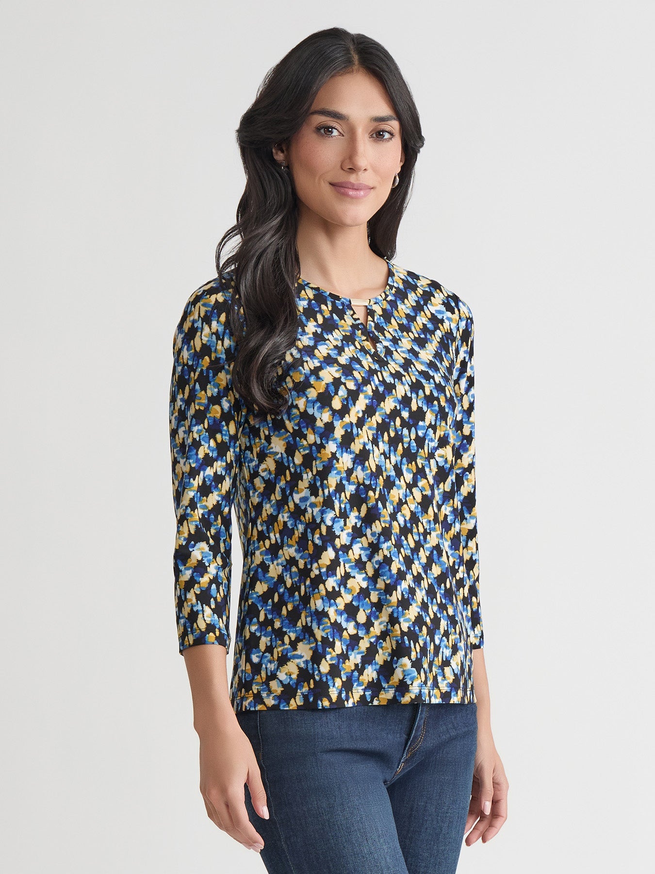 Keyhole Noodle Top, Printed Everyday Knit