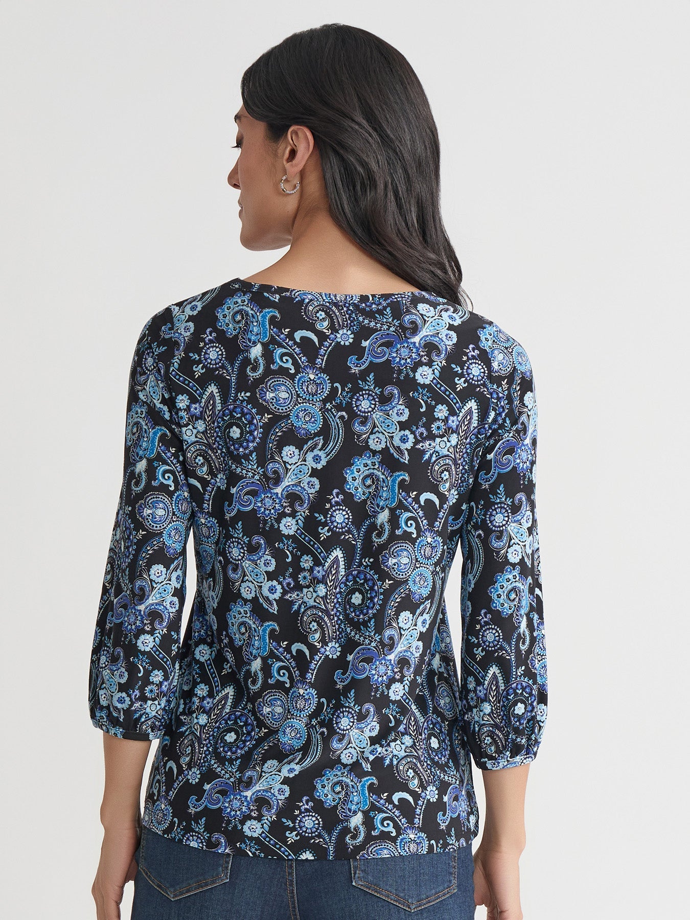 Petite Puff Sleeve Crew Neck, Printed Everyday Knit