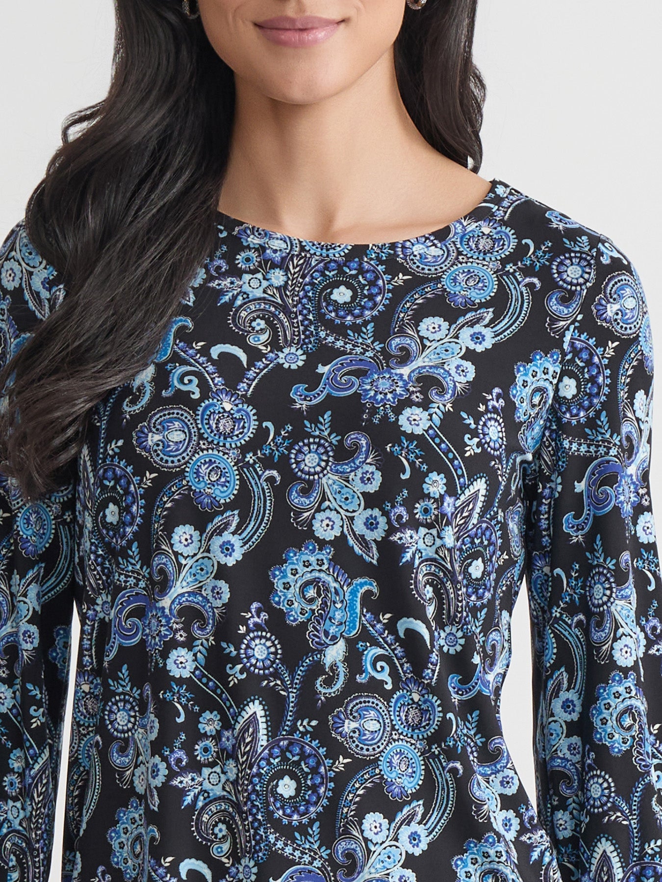 Petite Puff Sleeve Crew Neck, Printed Everyday Knit