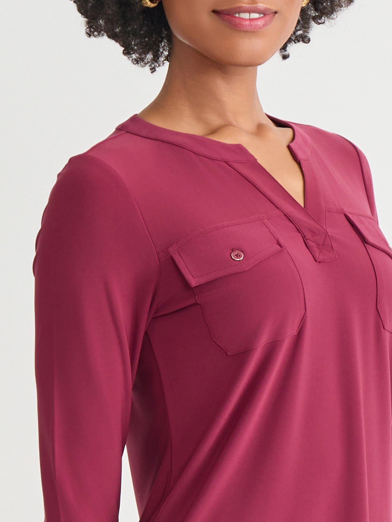 Quarter Sleeve Top, Solid Everyday Knit