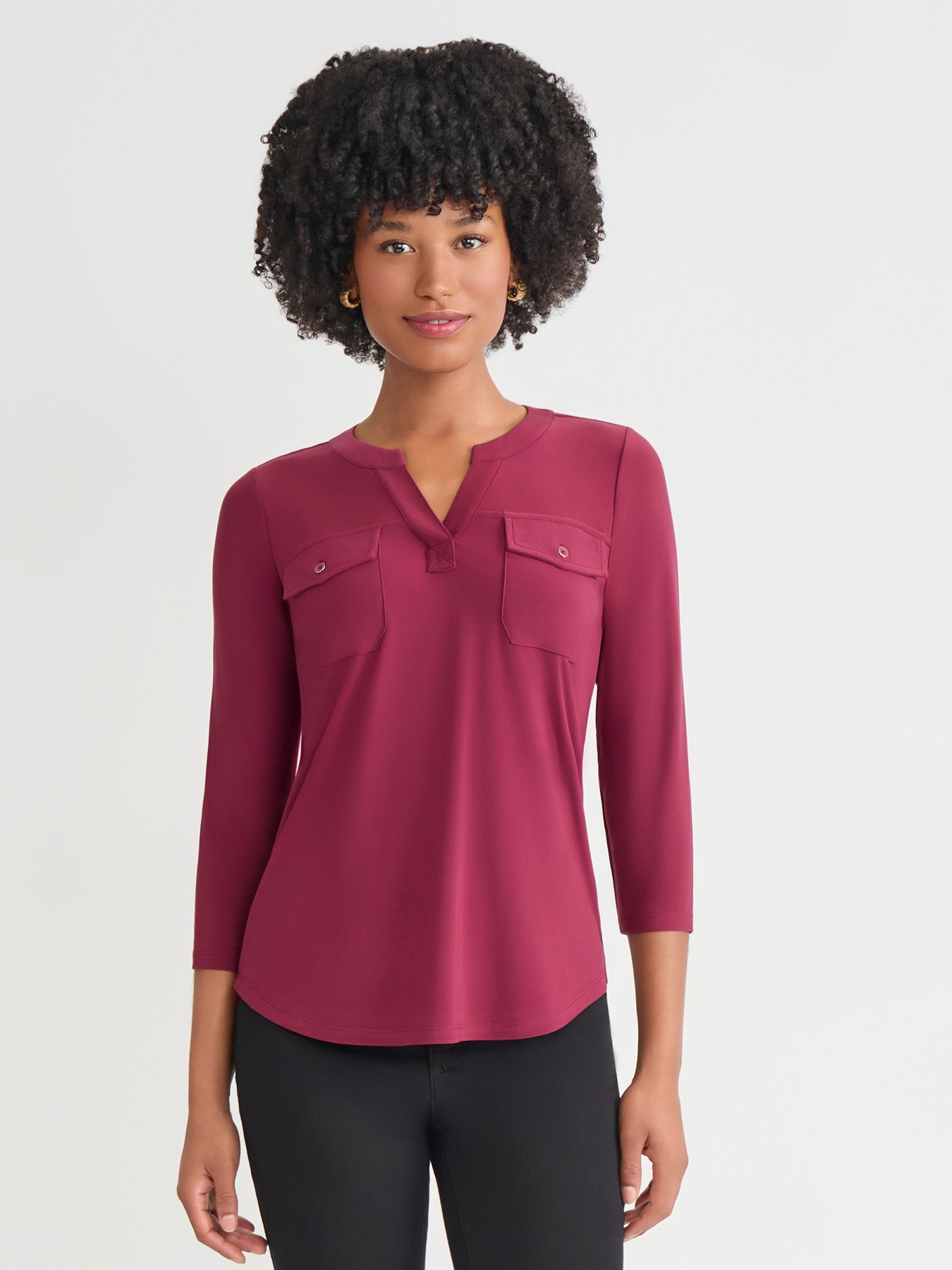 Petite Quarter Sleeve Top, Solid Everyday Knit