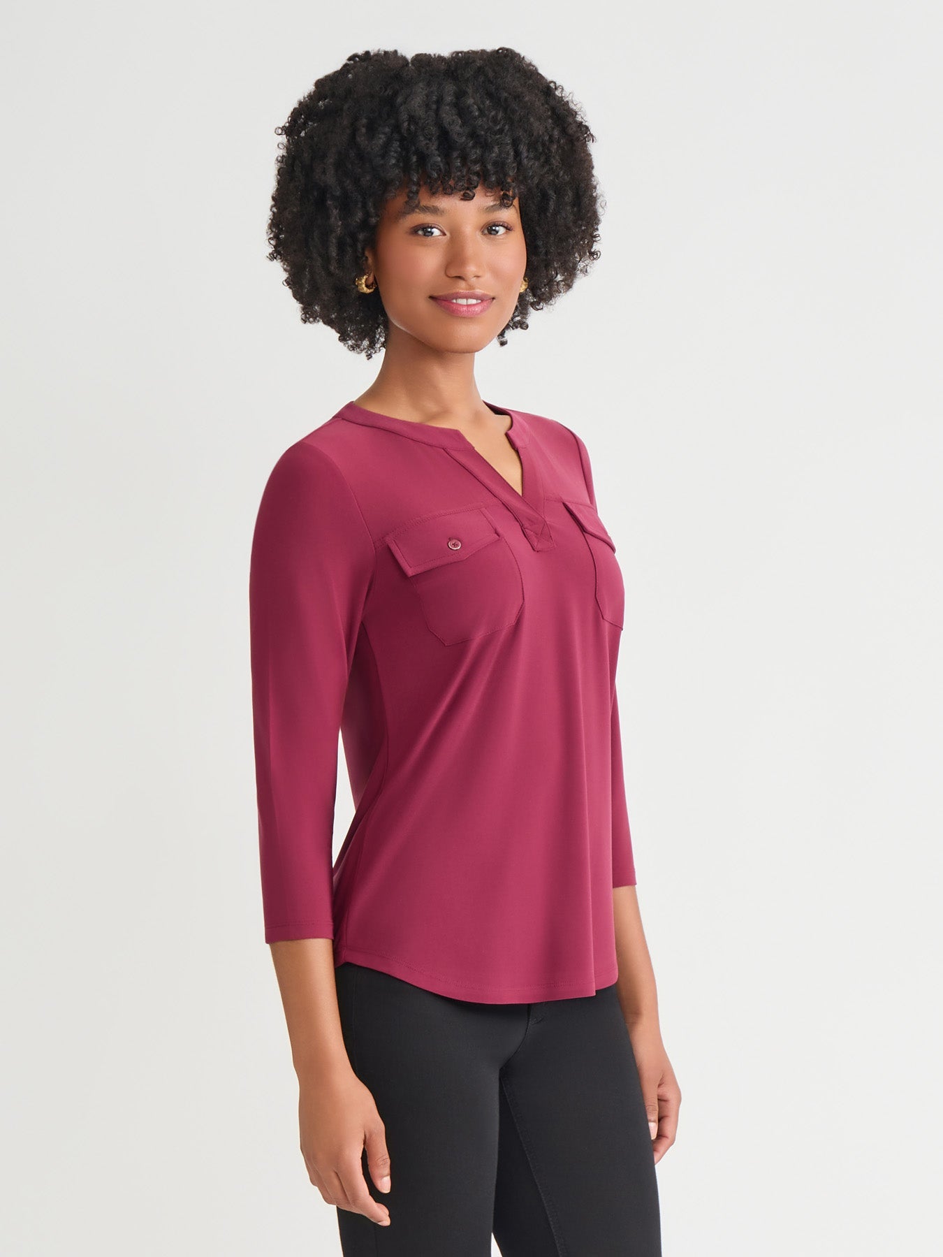 Petite Quarter Sleeve Top, Solid Everyday Knit