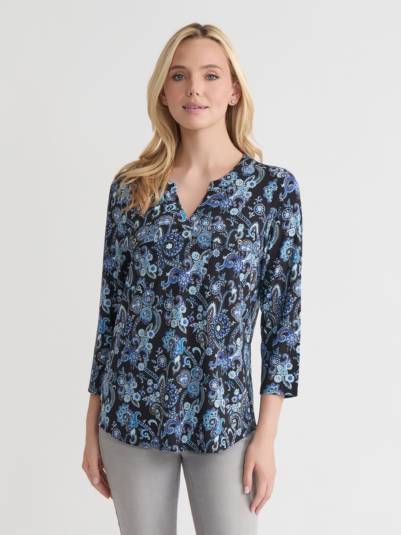 Quarter Sleeve Top, Printed Everyday Knit
