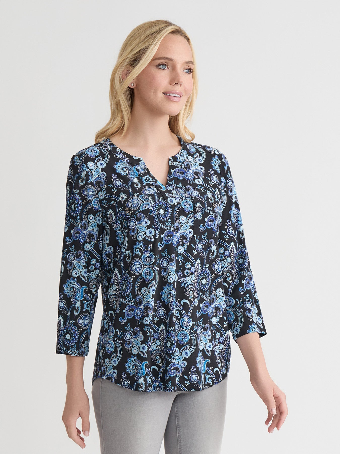Quarter Sleeve Top, Printed Everyday Knit