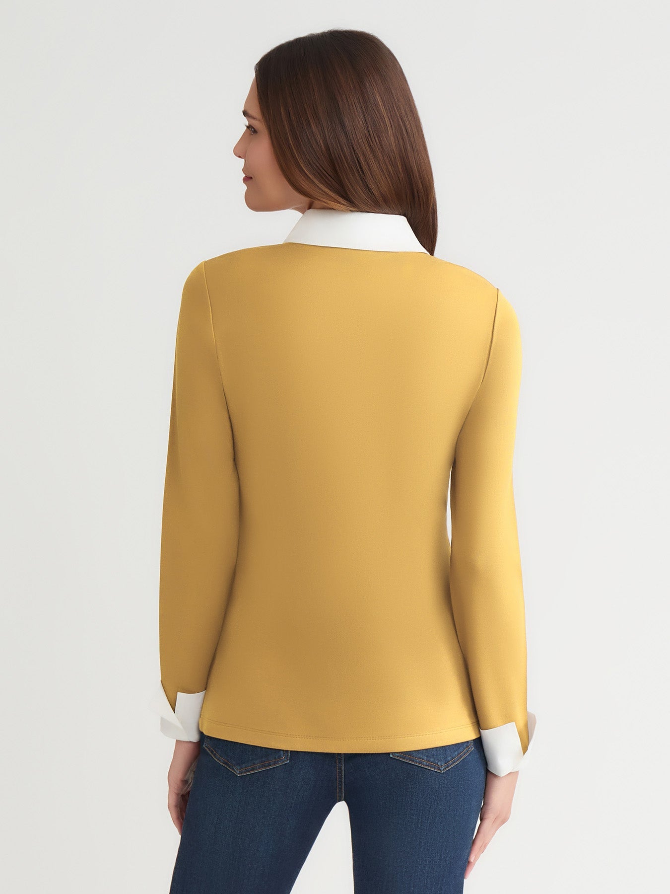 V-Neck Twofer, Serenity Knit Poplin