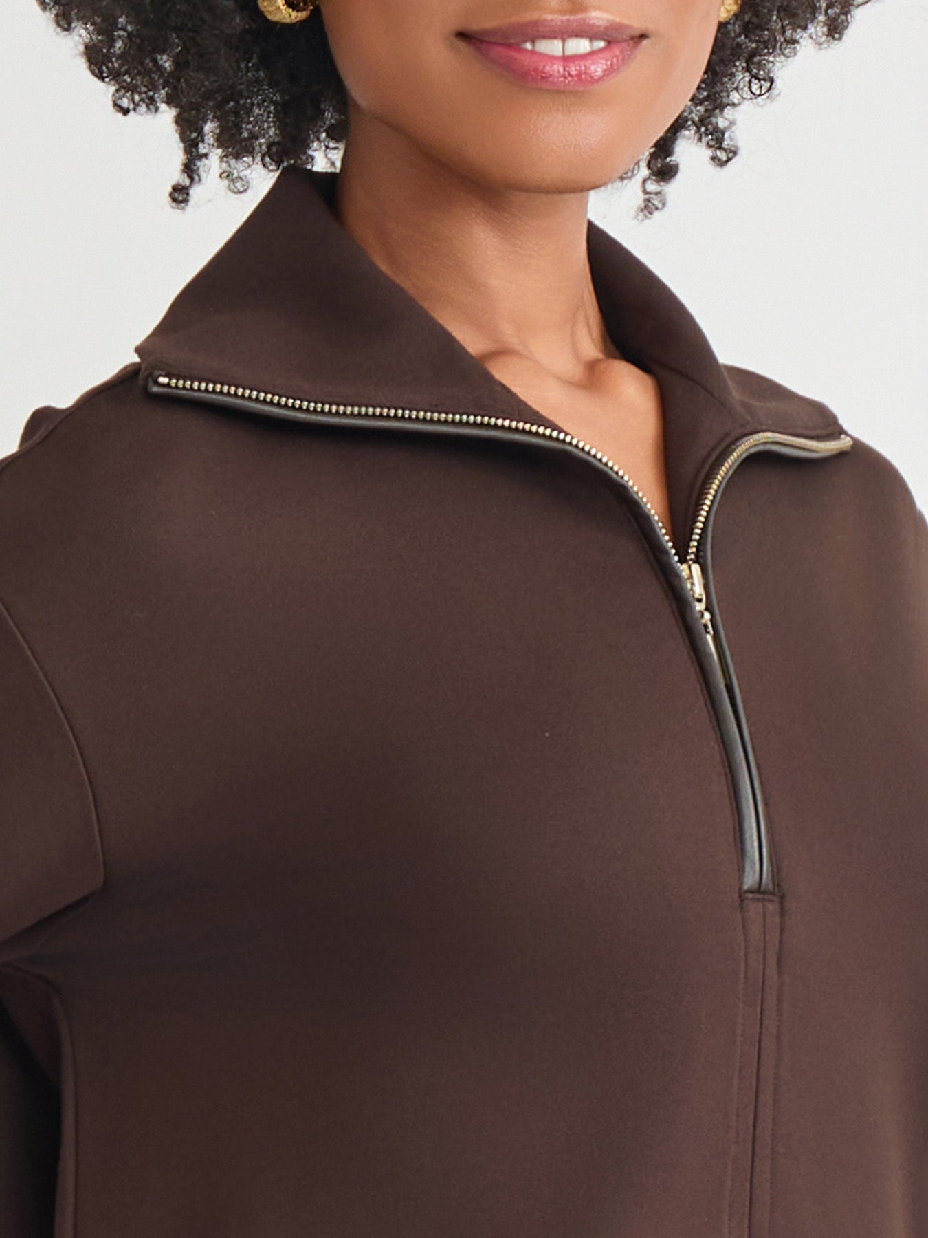 Quarter Zip Pull-Over Top, Serenity Knit